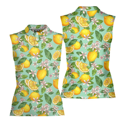 Lemon Tropical - Ladies Sleeveless Golf Polo Shirt