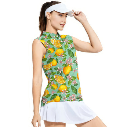 Lemon Tropical - Ladies Sleeveless Golf Polo Shirt