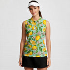 Lemon Tropical-Women Sleeveless Polo Shirt-Gerbera Prints