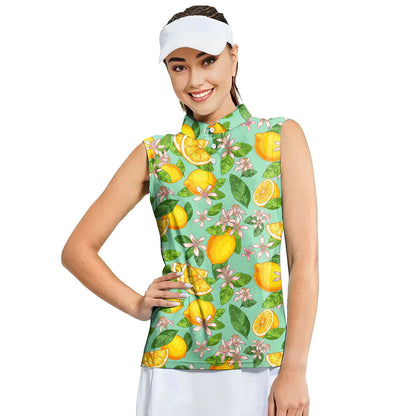 Lemon Tropical - Ladies Sleeveless Golf Polo Shirt