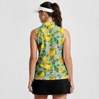 Lemon Tropical-Women Sleeveless Polo Shirt-Gerbera Prints