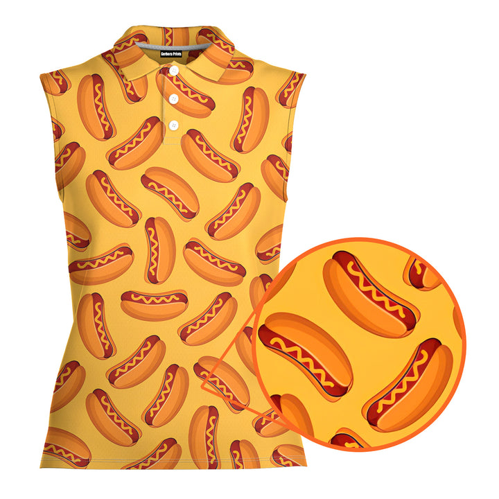 Love Hot Dog - Ladies Sleeveless Golf Polo Shirt 