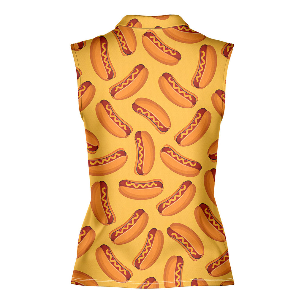 Love Hot Dog-Women Sleeveless Polo Shirt-Gerbera Prints
