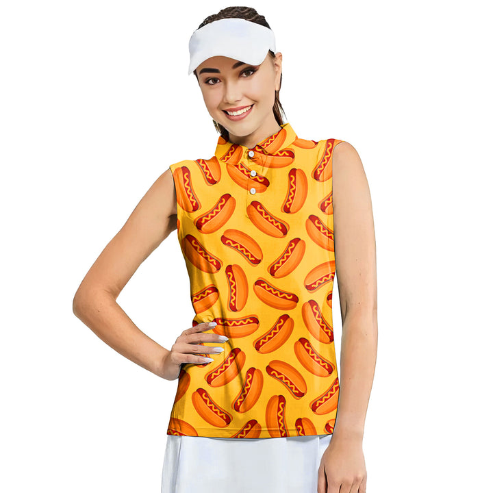 Love Hot Dog - Ladies Sleeveless Golf Polo Shirt 