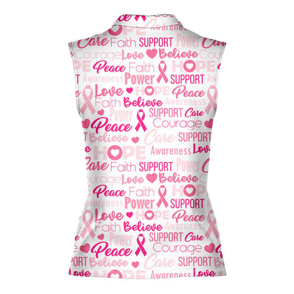 Be Strong Pink - Ladies Sleeveless Golf Polo Shirt