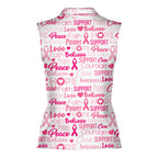 Be Strong Pink-Women Sleeveless Polo Shirt-Gerbera Prints