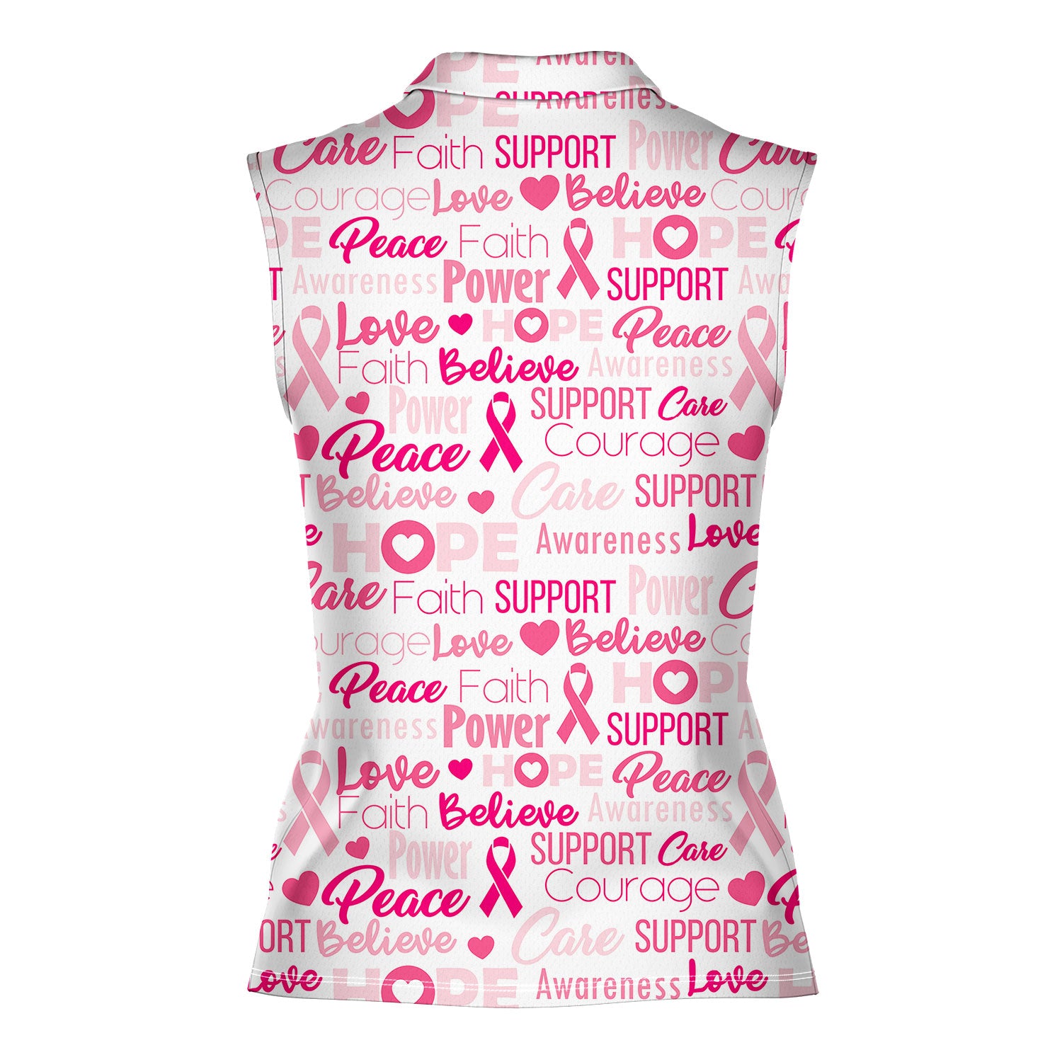 Be Strong Pink-Women Sleeveless Polo Shirt-Gerbera Prints