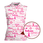 Be Strong Pink-Women Sleeveless Polo Shirt-Gerbera Prints