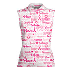 Be Strong Pink-Women Sleeveless Polo Shirt-Gerbera Prints