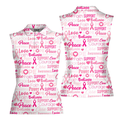 Be Strong Pink - Ladies Sleeveless Golf Polo Shirt