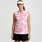 Be Strong Pink-Women Sleeveless Polo Shirt-Gerbera Prints