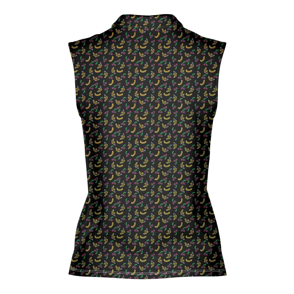 Low Hanging Fruit-Women Sleeveless Polo Shirt-Gerbera Prints