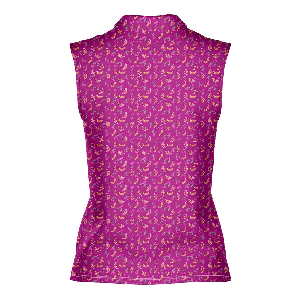 Low Hanging Fruit-Women Sleeveless Polo Shirt-Gerbera Prints