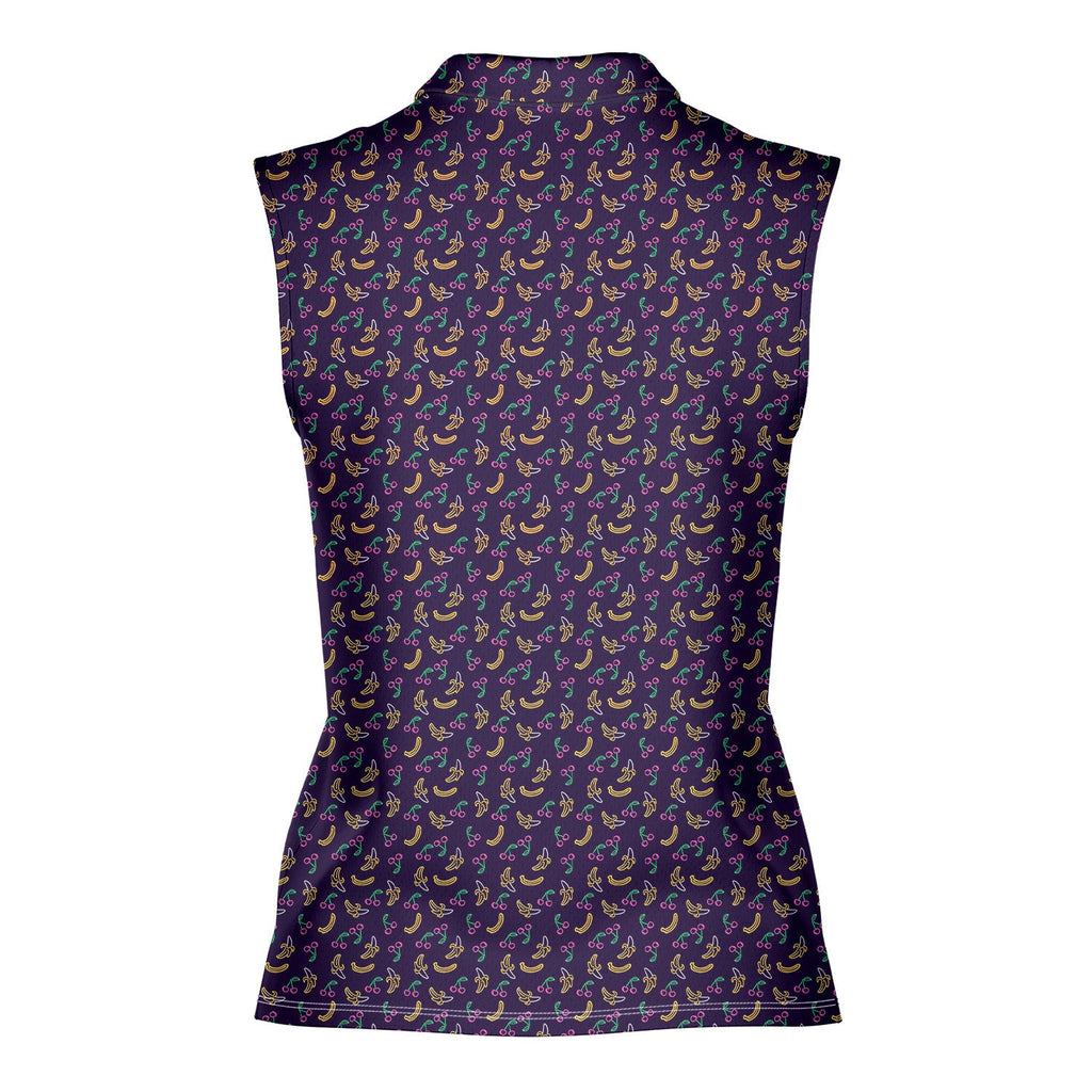 Low Hanging Fruit-Women Sleeveless Polo Shirt-Gerbera Prints