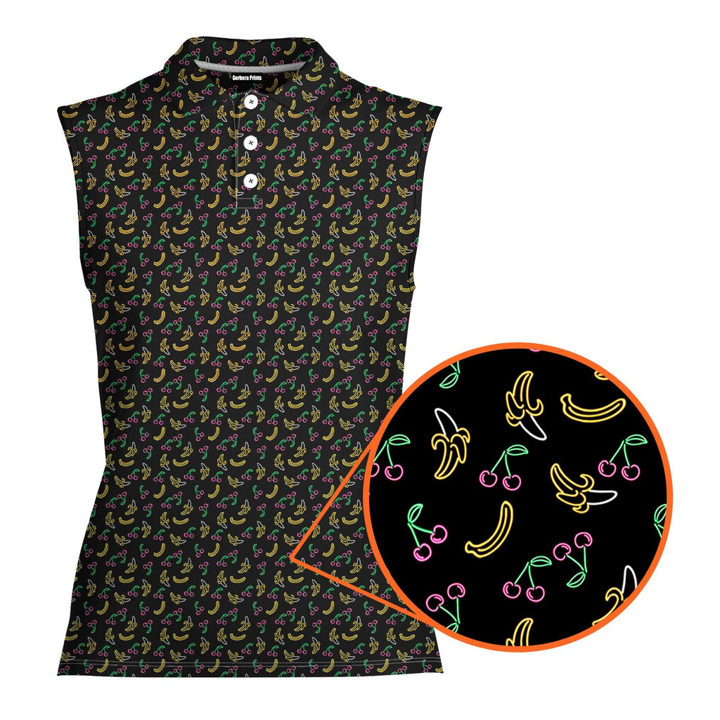 Low Hanging Fruit-Women Sleeveless Polo Shirt-Gerbera Prints