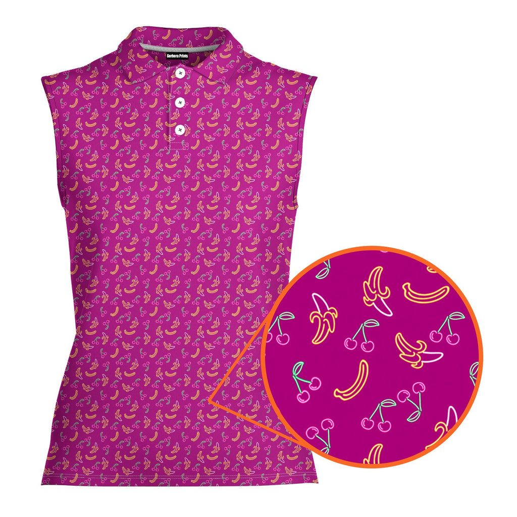 Low Hanging Fruit-Women Sleeveless Polo Shirt-Gerbera Prints