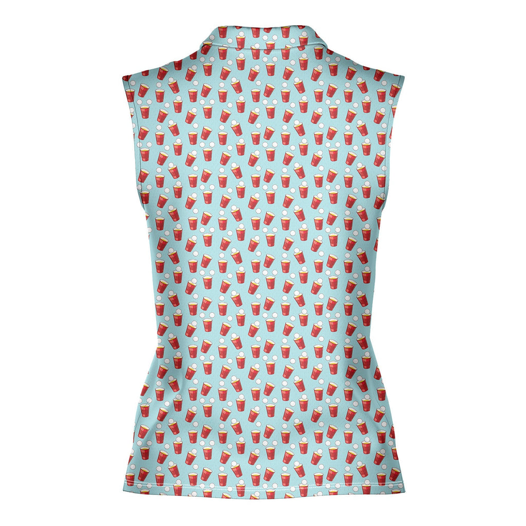 Red Solo Cup-Women Sleeveless Polo Shirt-Gerbera Prints