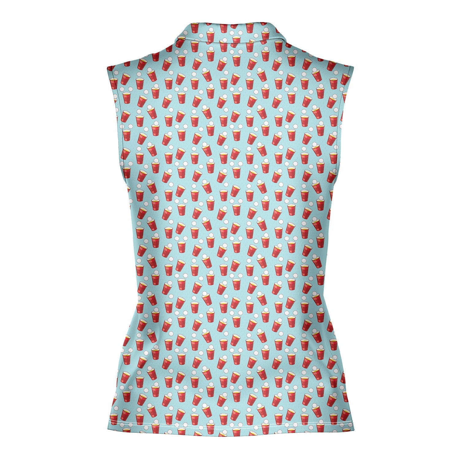 Red Solo Cup-Women Sleeveless Polo Shirt-Gerbera Prints