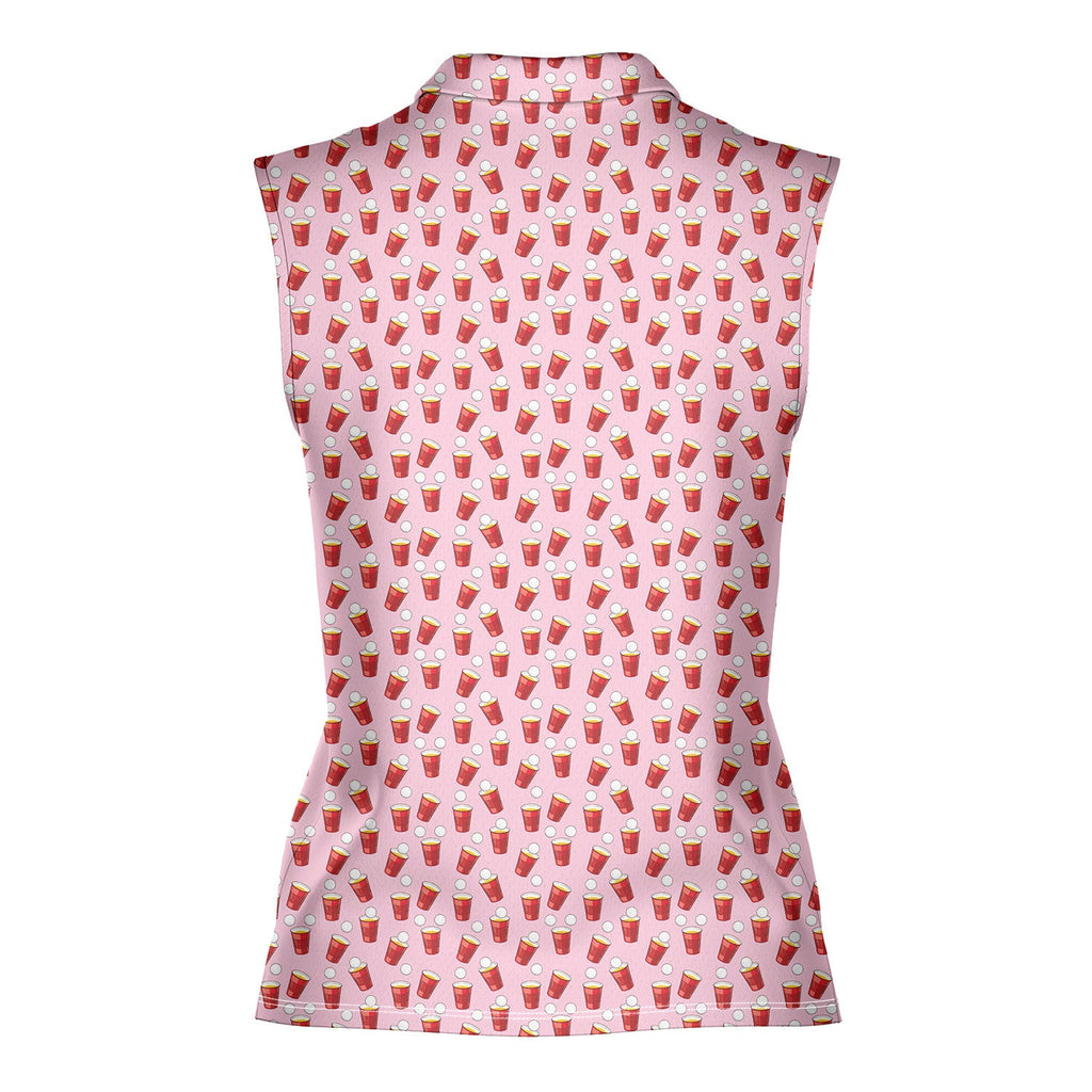 Red Solo Cup-Women Sleeveless Polo Shirt-Gerbera Prints
