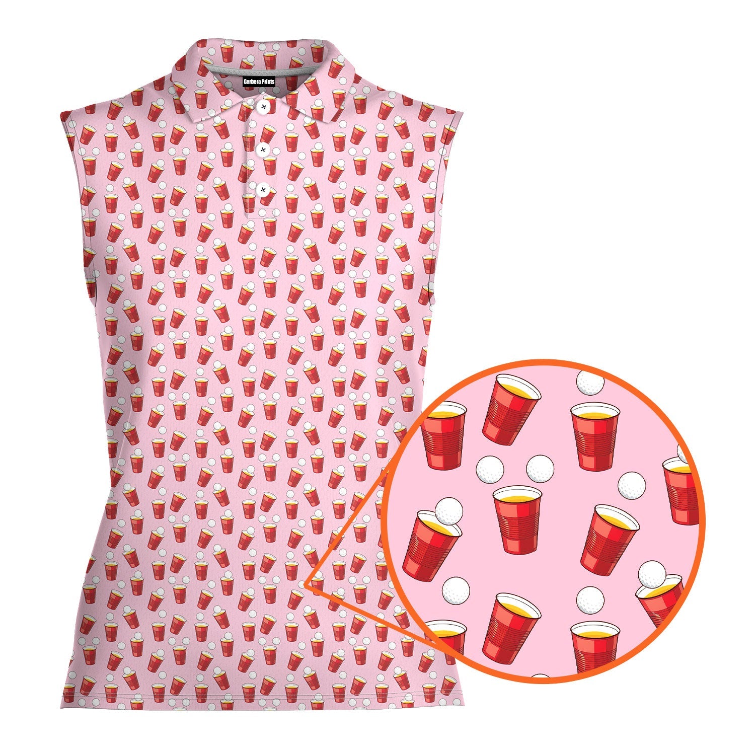 Red Solo Cup-Women Sleeveless Polo Shirt-Gerbera Prints