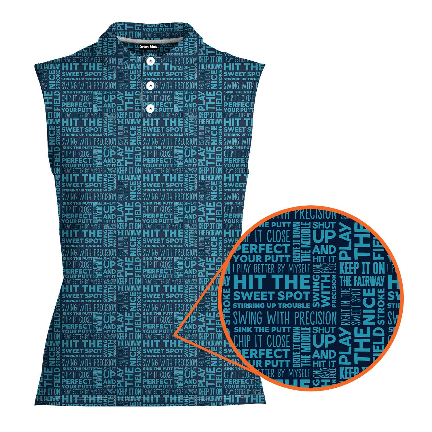 That What's She Said-Women Sleeveless Polo Shirt-Gerbera Prints