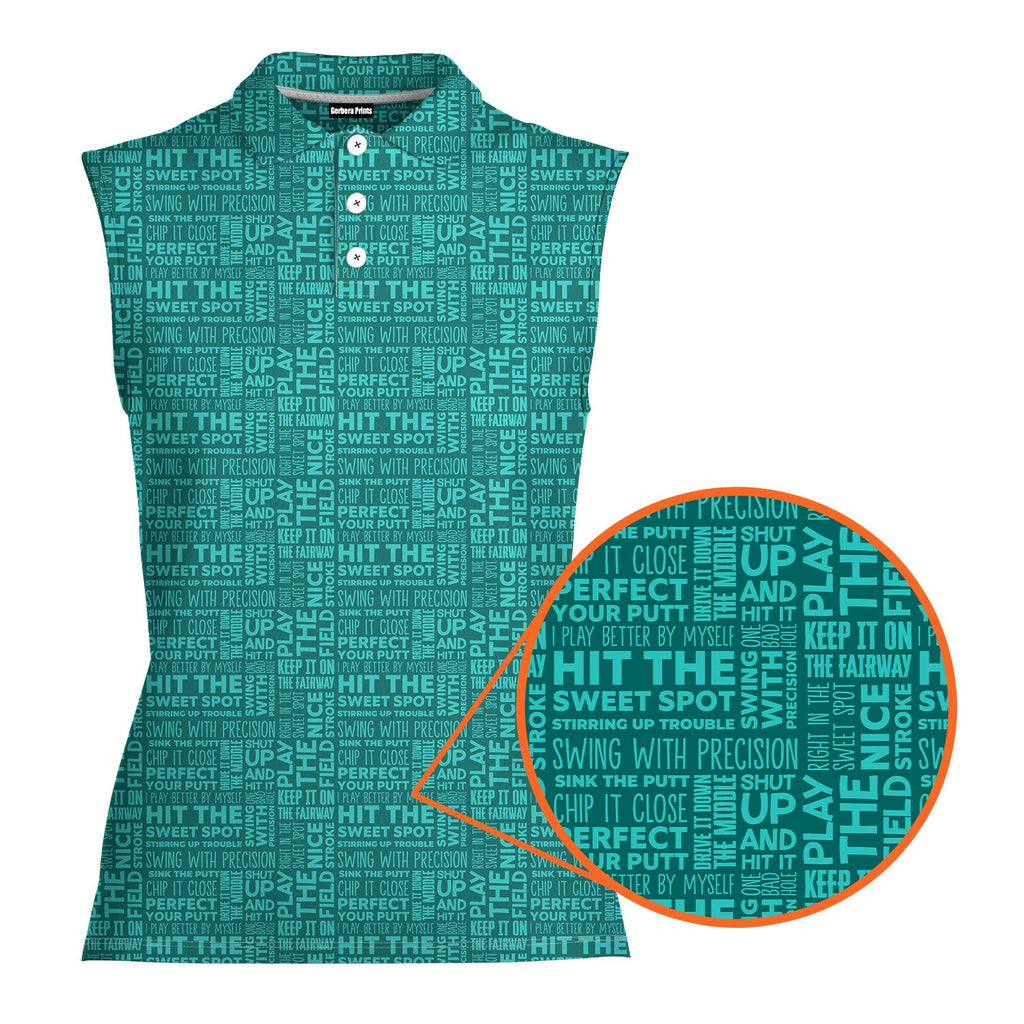 That What's She Said-Women Sleeveless Polo Shirt-Gerbera Prints