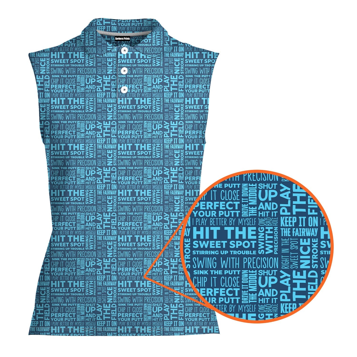 That What's She Said-Women Sleeveless Polo Shirt-Gerbera Prints