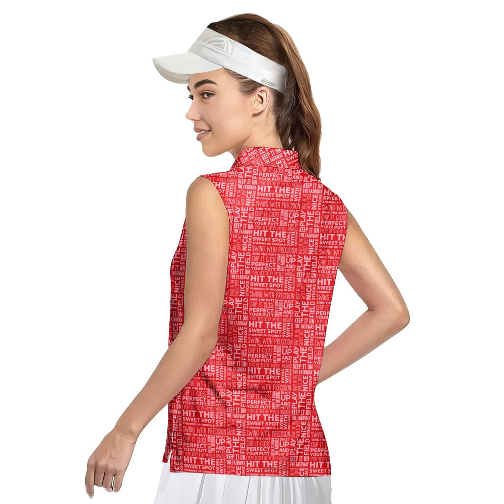 That What's She Said-Women Sleeveless Polo Shirt-Gerbera Prints
