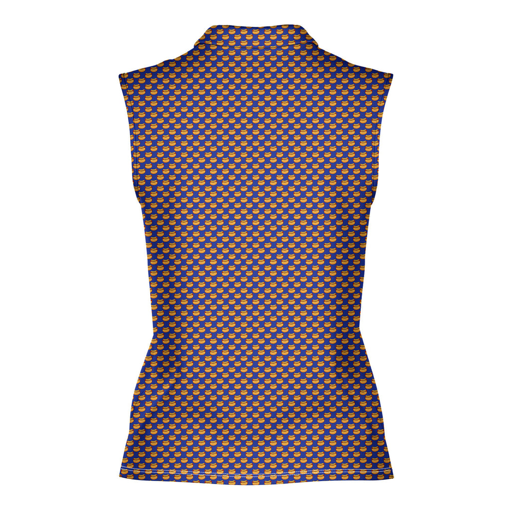 Drives for Dogs-Women Sleeveless Polo Shirt-Gerbera Prints