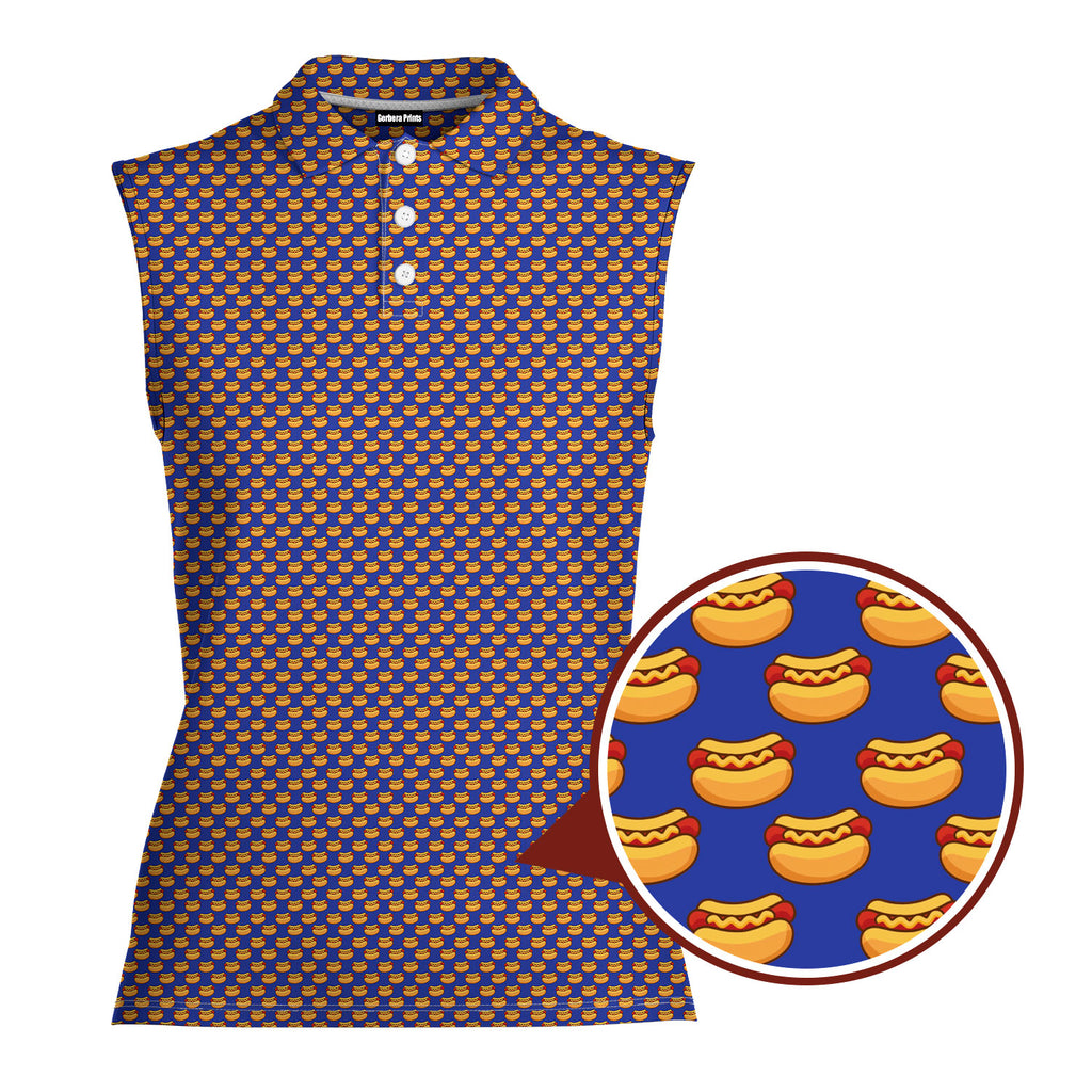 Drives for Dogs-Women Sleeveless Polo Shirt-Gerbera Prints