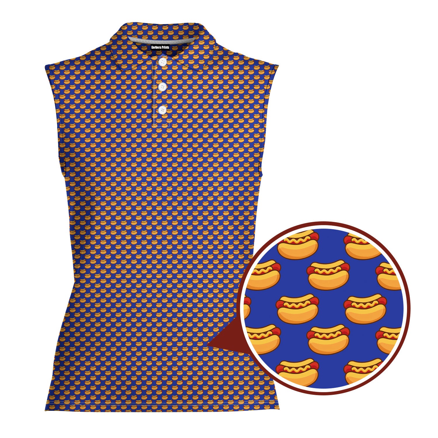 Drives for Dogs-Women Sleeveless Polo Shirt-Gerbera Prints