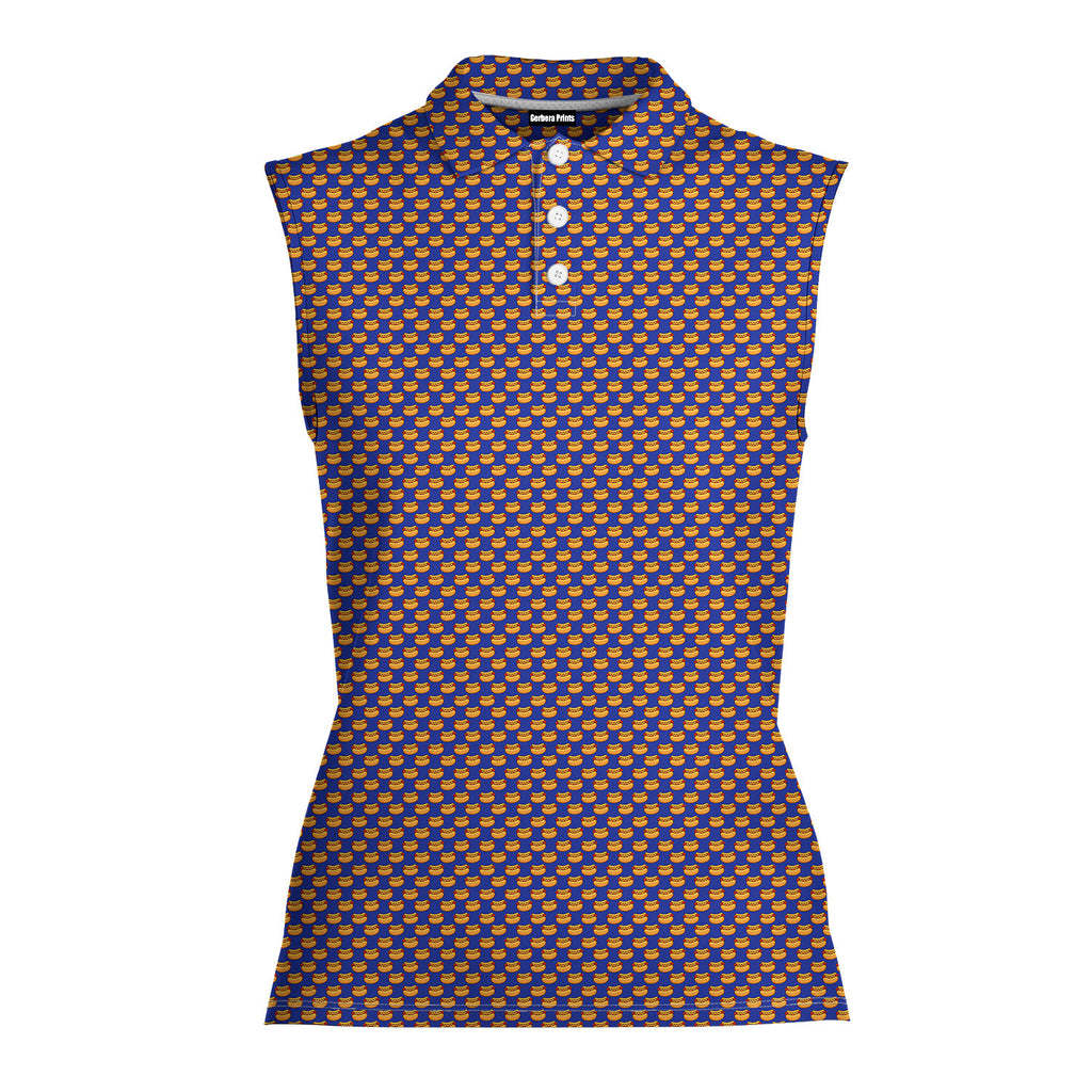 Drives for Dogs-Women Sleeveless Polo Shirt-Gerbera Prints