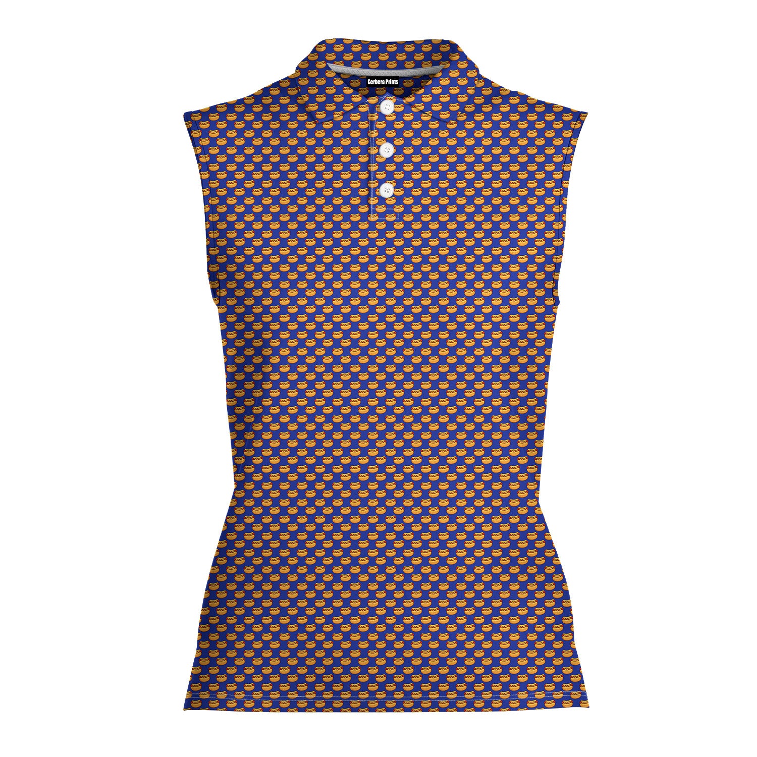 Drives for Dogs-Women Sleeveless Polo Shirt-Gerbera Prints