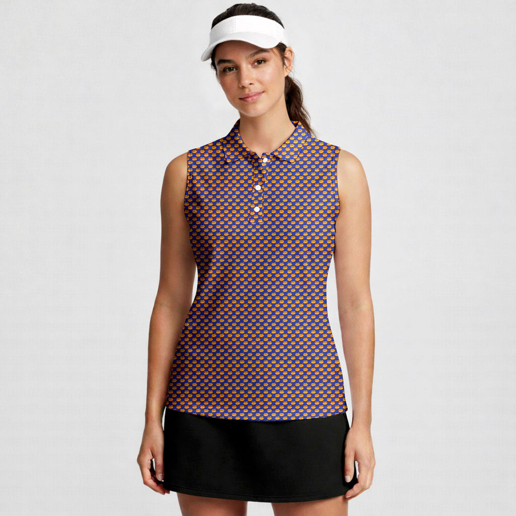 Drives for Dogs-Women Sleeveless Polo Shirt-Gerbera Prints
