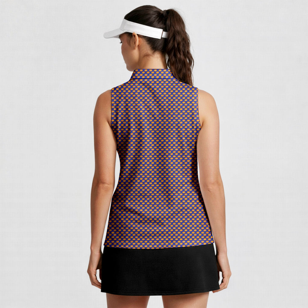 Drives for Dogs-Women Sleeveless Polo Shirt-Gerbera Prints