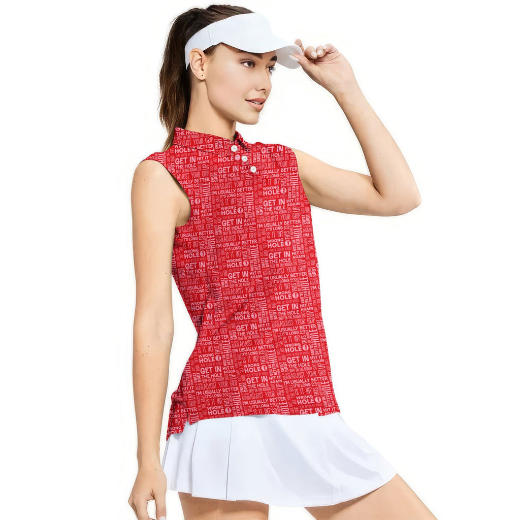 That What's She Said v2-Women Sleeveless Polo Shirt-Gerbera Prints