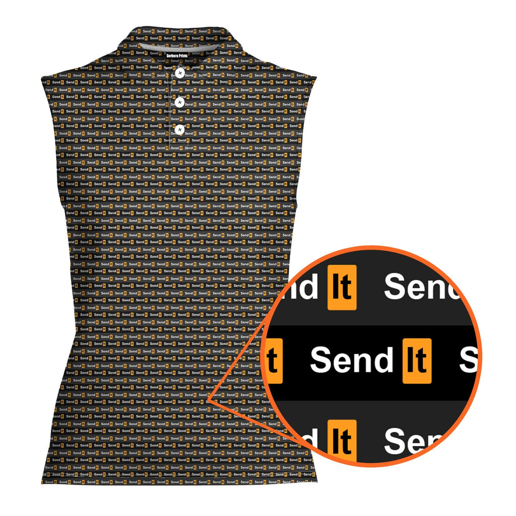 Send It-Women Sleeveless Polo Shirt-Gerbera Prints