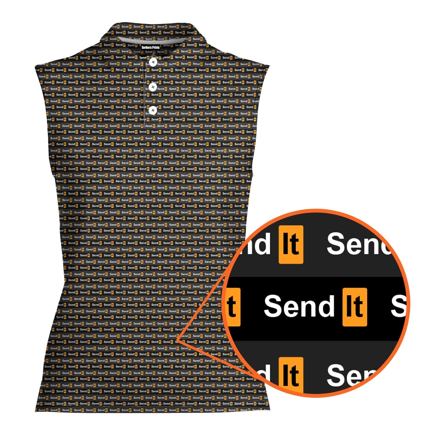 Send It-Women Sleeveless Polo Shirt-Gerbera Prints