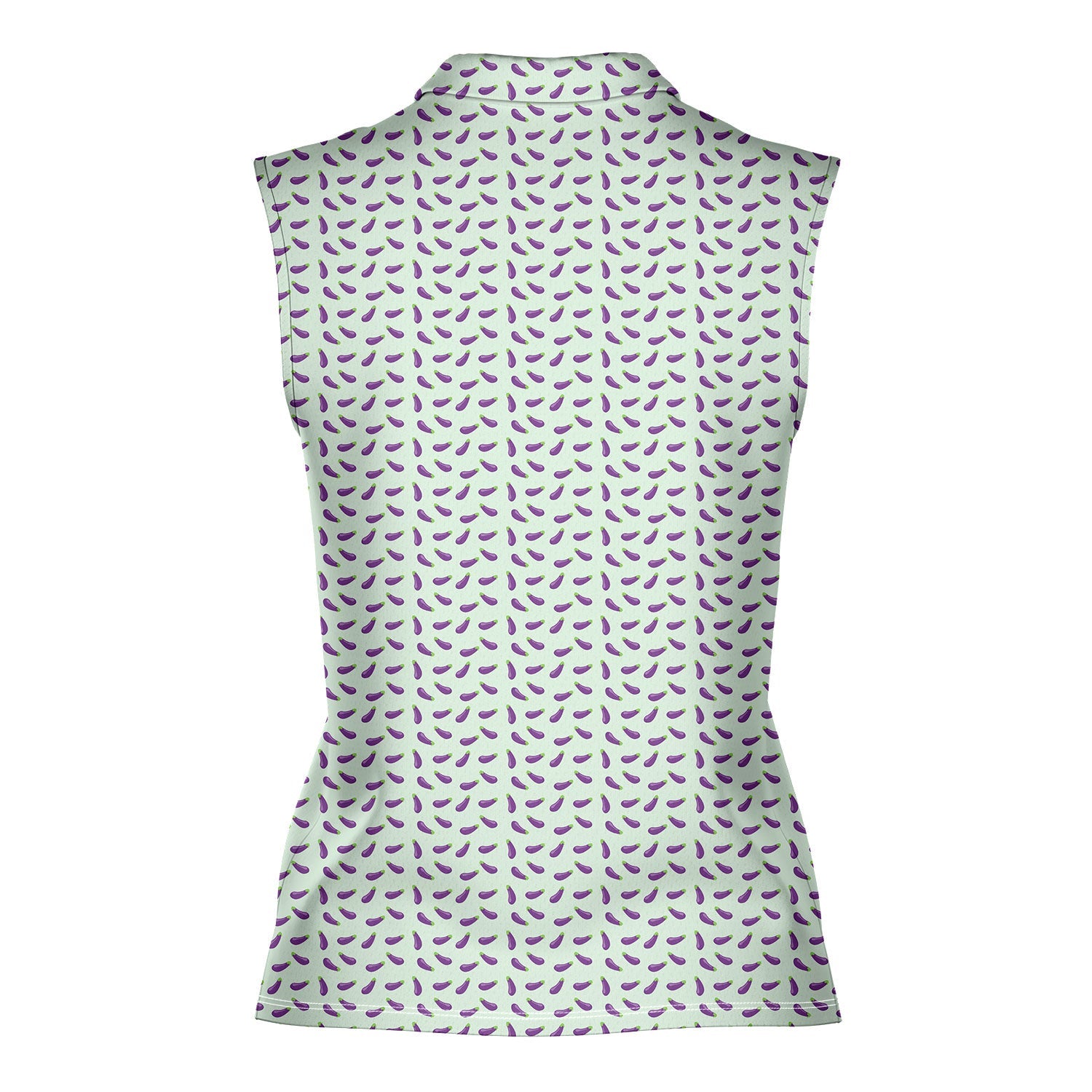 Eggplant-Women Sleeveless Polo Shirt-Gerbera Prints