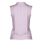 Eggplant-Women Sleeveless Polo Shirt-Gerbera Prints