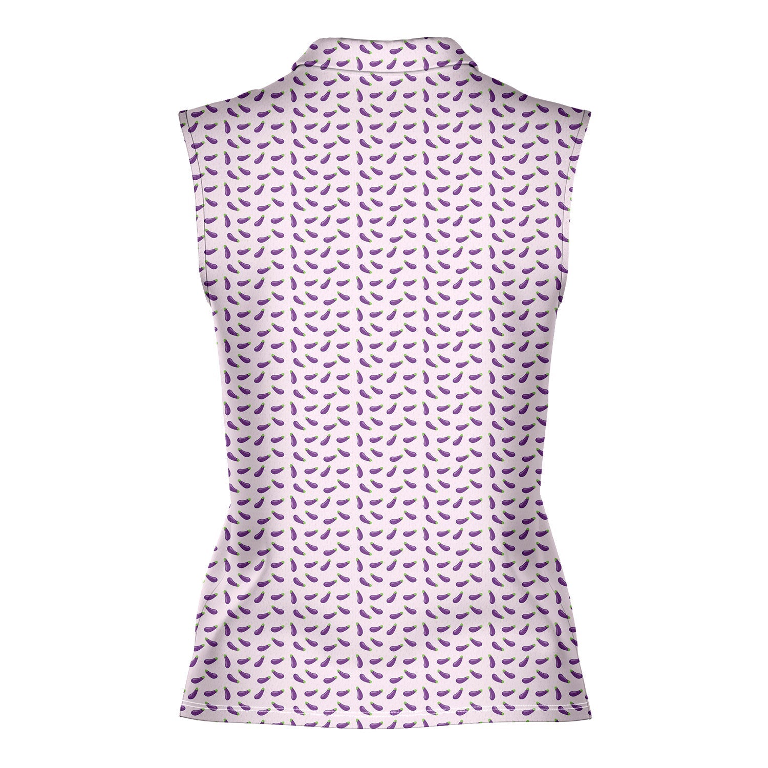 Eggplant-Women Sleeveless Polo Shirt-Gerbera Prints