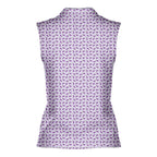 Eggplant-Women Sleeveless Polo Shirt-Gerbera Prints