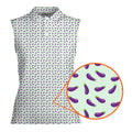 Eggplant-Women Sleeveless Polo Shirt-Gerbera Prints