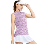 Eggplant-Women Sleeveless Polo Shirt-Gerbera Prints