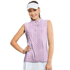 Eggplant-Women Sleeveless Polo Shirt-Gerbera Prints