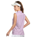 Eggplant-Women Sleeveless Polo Shirt-Gerbera Prints