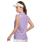 Eggplant-Women Sleeveless Polo Shirt-Gerbera Prints