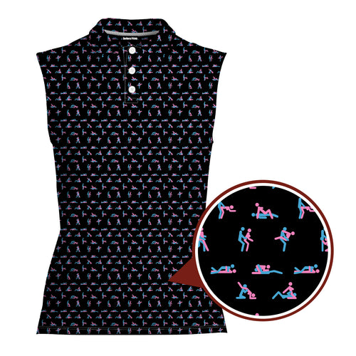 S-e-x Ed.-Women Sleeveless Polo Shirt-Gerbera Prints