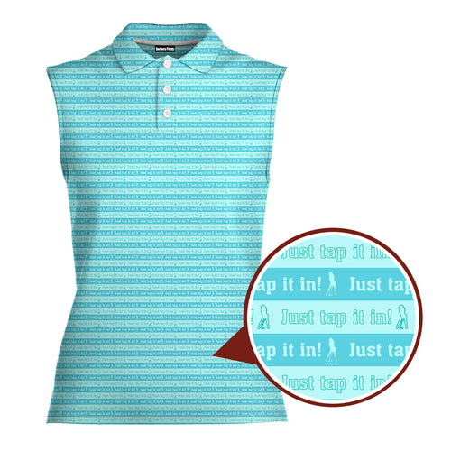 Just Tap It In!-Women Sleeveless Polo Shirt-Gerbera Prints