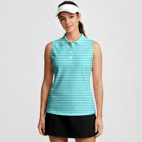 Just Tap It In!-Women Sleeveless Polo Shirt-Gerbera Prints